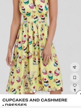 Lindy Bop Yellow Cupcake-Print Sundress